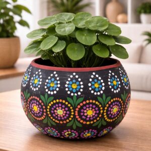 Mexican Clay Planter Pot, Capulineado Technique From Michoacan, Artisan Flower Pot, Decorative Succulent Planter, Folk Art Home Decor