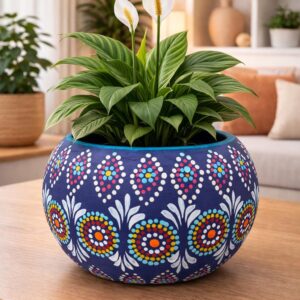 Mexican Clay Planter Pot, Capulineado Technique From Michoacan, Artisan Flower Pot, Decorative Succulent Planter, Folk Art Home Decor