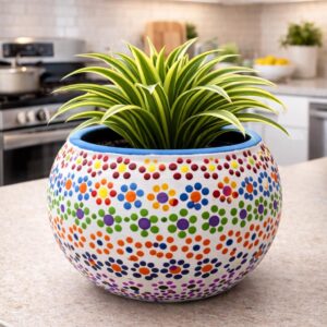 Mexican Clay Planter Pot, Capulineado Technique From Michoacan, Artisan Flower Pot, Decorative Succulent Planter, Folk Art Home Decor