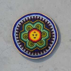Wixarika Beaded Wall Plate, Handmade Mexican Folk Art Decor, Huichol Bead Artwork (6" Wide)