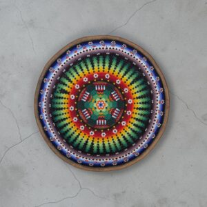 Wixarika Beaded Wall Plate, Handmade Mexican Folk Art Decor, Huichol Bead Artwork (6.5" Wide)