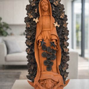 MADE TO ORDER 36” Handcrafted Virgin of Guadalupe Statue, Metepec Clay Art