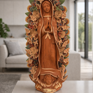 MADE TO ORDER 36” Handcrafted Virgin of Guadalupe Statue, Metepec Clay Art