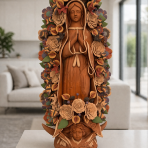 MADE TO ORDER 36” Handcrafted Virgin of Guadalupe Statue, Metepec Clay Art