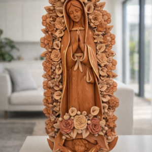 MADE TO ORDER 36” Handcrafted Virgin of Guadalupe Statue, Metepec Clay Art