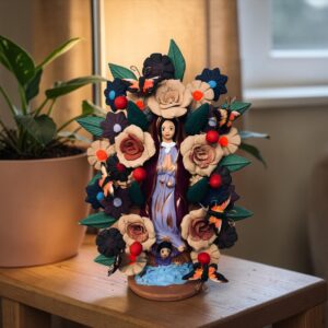 Virgin Mary Handmade Clay Piece, Virgen de Guadalupe  Mexican Decoration, Mary Virgin Sculpture, Metepec Estado de México Virgencita