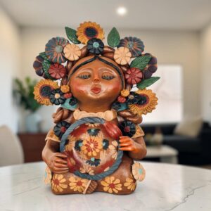 Pachamama Handmade Sculpture - Mexican Mother Earth Art, Colorful Clay Figurine, Spiritual Decor, Indigenous Folk Art, Home Decor Metepec
