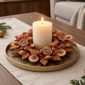 Corona De Adviento  Clay Handmade Candle Holder Advent Wreath With Natural Colors- Artisan Clay Centerpiece for Christmas Celebrations