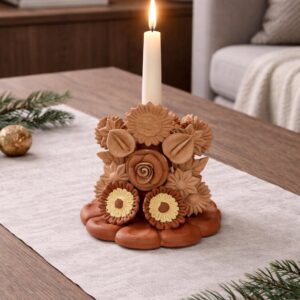 Handmade Clay Candle Holder from Oaxaca, Mexico Terracotta Floral Barro Decor, Mexican Folk Art Centerpiece Flower Design Porta velas