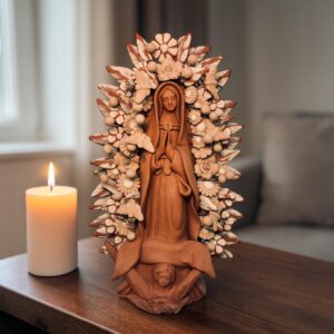 Virgin Mary Handmade Clay Piece, Virgen de Guadalupe  Mexican Decoration, Mary Virgin Sculpture, Metepec Estado de México Virgencita