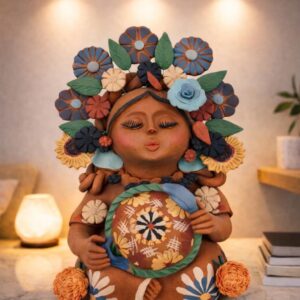 Pachamama Handmade Sculpture - Mexican Mother Earth Art, Colorful Clay Figurine, Spiritual Decor, Indigenous Folk Art, Home Decor Metepec