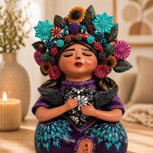 Pachamama Heart Handmade Metepec Sculpture - Mexican Mother Earth Art,  Clay Figurine Spiritual Folk Art, Home Decor
