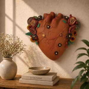 Heart Wall Hanging Vase Handmade From Metepec Unique