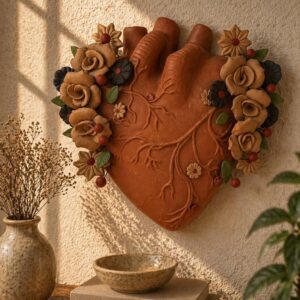 Heart Wall Hanging Vase Handmade From Metepec Unique