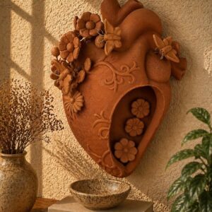 Heart Wall Hanging Vase Handmade From Metepec Unique