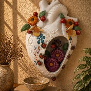 Heart Wall Hanging Vase Handmade From Metepec Unique