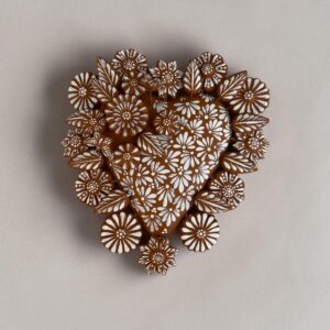 Clay Heart Wall Hanging Handmade Metepec, Mexican Folk Art Floral Decor