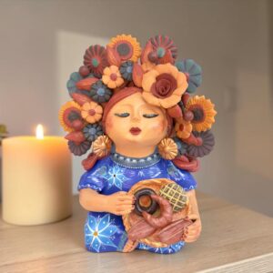 Pachamama Bread Sculpture – Handmade In Metepec Mother Earth Clay Figurine, Spiritual Folk Art