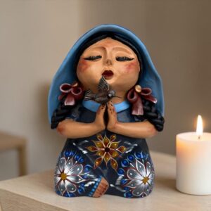 Pachamama Hummingbird Sculpture – Handmade In Metepec Mother Earth Clay Figurine, Spiritual Folk Art