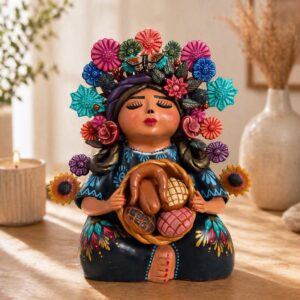 Pachamama Bread Handmade Metepec Sculpture - Mexican Mother Earth Art,  Clay Figurine Spiritual Folk Art, Home Decor