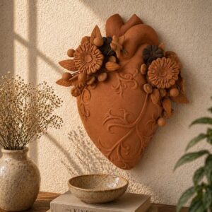 Heart Wall Hanging Vase Handmade From Metepec Unique