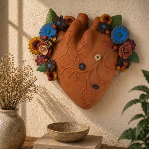 Heart Wall Hanging Vase Handmade From Metepec Unique