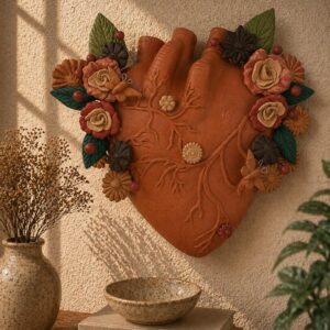 Heart Wall Hanging Vase Handmade From Metepec Unique