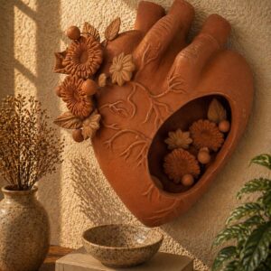 Heart Wall Hanging Vase Handmade From Metepec Unique