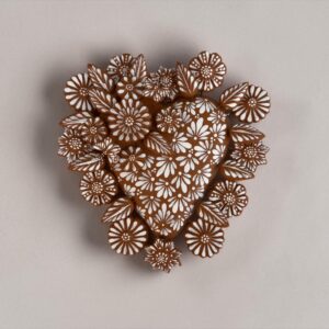 Clay Heart Wall Hanging Handmade Metepec, Mexican Folk Art Floral Decor