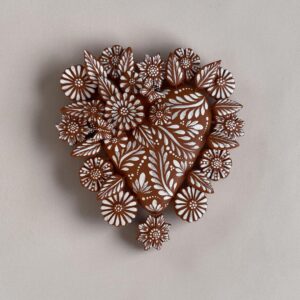 Clay Heart Wall Hanging Handmade Metepec, Mexican Folk Art Floral Decor