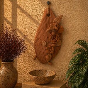 Nopal Cactus Wall Decor Handame In Metepec, Mexican Clay Art, Terracotta Cactus Sculpture