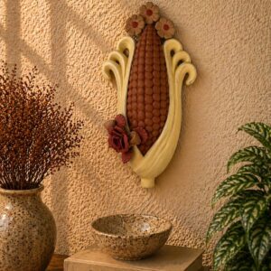 Nopal Corn Wall Decor Handame In Metepec, Mexican Clay Art, Terracotta Corn Sculpture, Mazorca