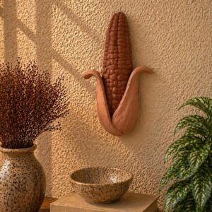Nopal Corn Wall Decor Handame In Metepec, Mexican Clay Art, Terracotta Corn Sculpture, Mazorca