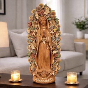 MADE TO ORDER 36” Handcrafted Virgin of Guadalupe Statue, Metepec Clay Art