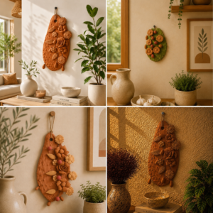 Nopal Wall Decor Handame In Metepec, Mexican Clay Art, Terracotta Cactus Sculpture