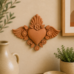 Sacred Heart Wall Hanging From Metepec, Sagrado Corazon Home Decor