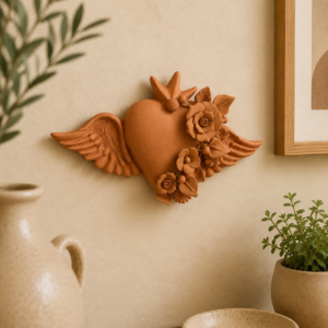 Sacred Heart Wall Hanging From Metepec, Sagrado Corazon Home Decor