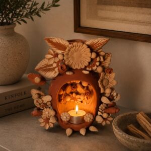 Filigrana Clay Mini Chimney, Candle Holder Artistic  Oaxaca México By Artisans Handmade Crafts, Home Decor Folk Art,  Pastillaje Technique