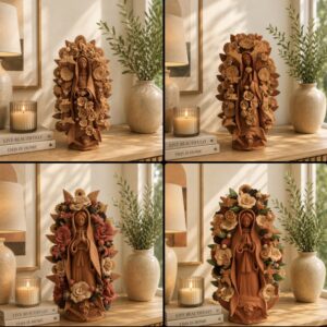15” Virgin Mary Handmade Clay Piece, Virgen de Guadalupe  Mexican Decoration