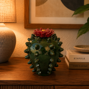 Biznaga Sculpture Made Of Glazed Clay From Michoacan Mexico Copy