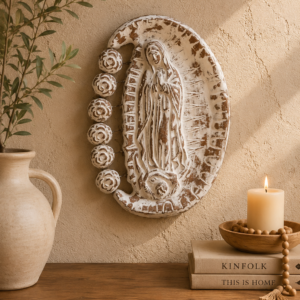 Virgin Of Guadalupe Wall Plaque Made Of Clay From Mexico