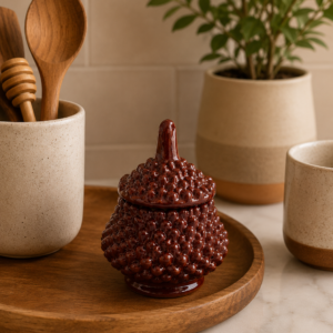 Artichoke Sugar Bowl Made Of Glazed Clay From Michoacan Mexico
