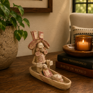 Mictlan Boat Sculpture Made Of Clay From Teotihuacan Mexico