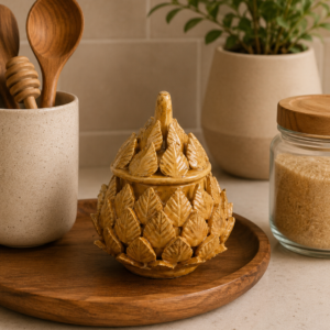 Artichoke Sugar Bowl Made Of Glazed Clay From Michoacan Mexico