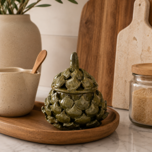 Artichoke Sugar Bowl Made Of Glazed Clay From Michoacan Mexico