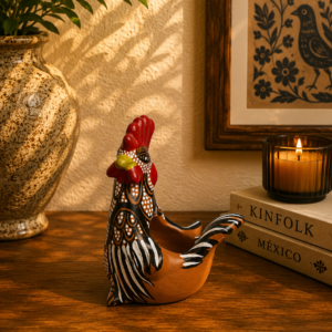 Amatenango Clay Rooster Figurine, Hand Painted Chiapas Copy