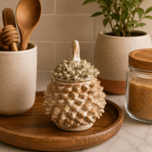 Artichoke Sugar Bowl Made Of Glazed Clay From Michoacan Mexico