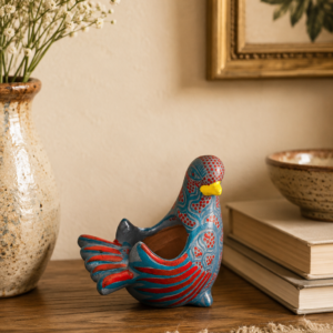Amatenango Clay Rooster Figurine, Hand Painted Chiapas