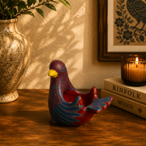 Amatenango Clay Rooster Figurine, Hand Painted Chiapas