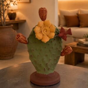 Nopal Cactus Made Of Clay From Metepec Estado De México Folk Art Sculpture Handmade By Mexican Artisans